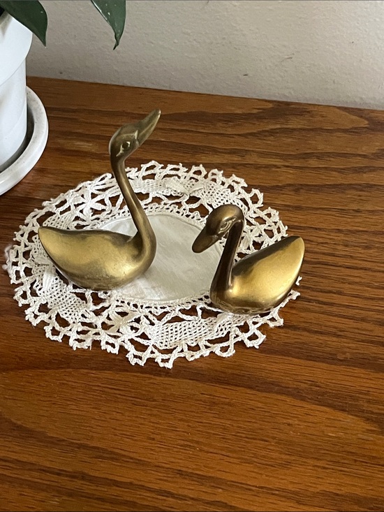 Mid century brass Swan Other - Mid century Brass Swan Figurines - Pair